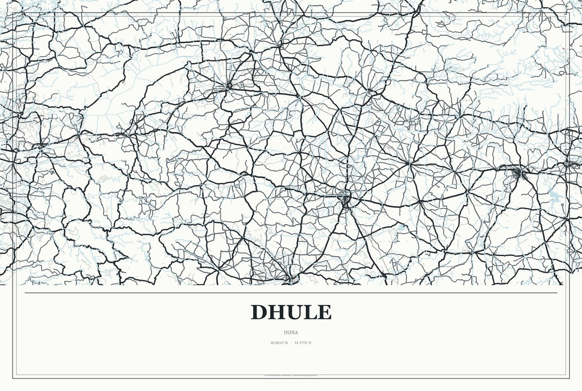 Dhule, India City Map Aluminum Sign in Gallery Air style