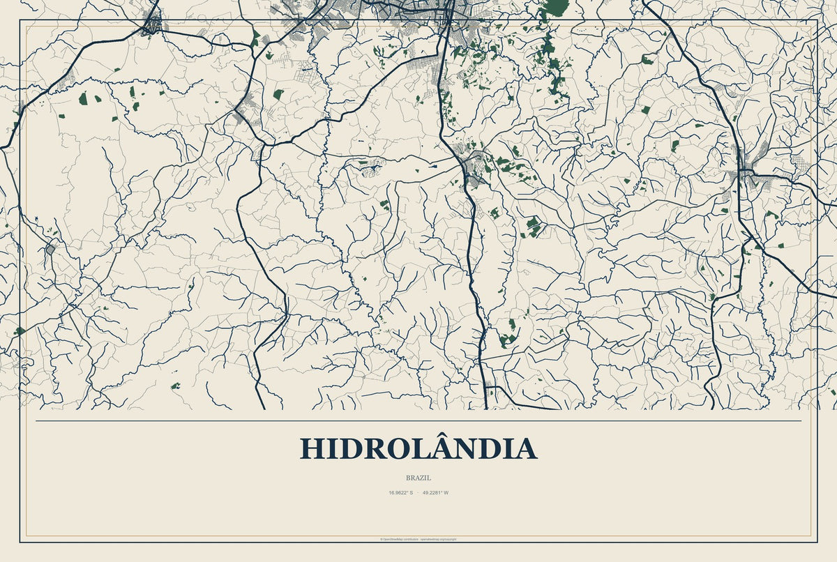 Hidrolândia, Ceará, Brazil City Map Aluminum Sign in Coastal Cutout style