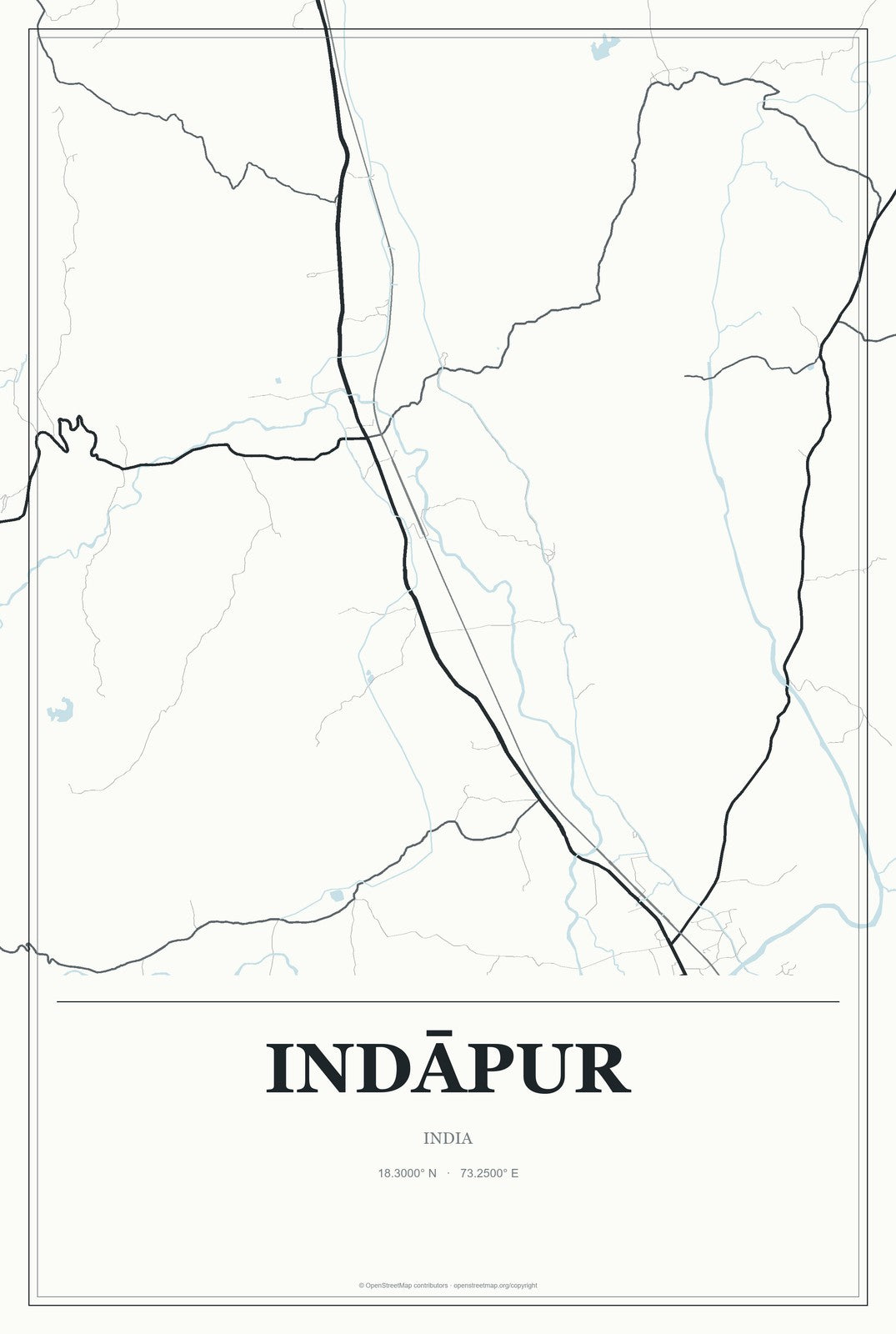 Indāpur, India City Map Aluminum Sign in Gallery Air style