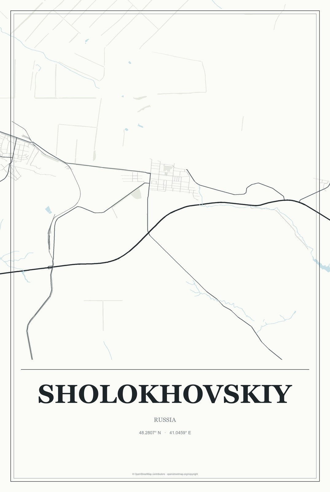 Sholokhovskiy, Russia City Map Aluminum Sign in Gallery Air style