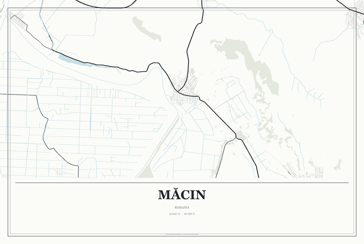Măcin, Romania City Map Aluminum Sign in Gallery Air style