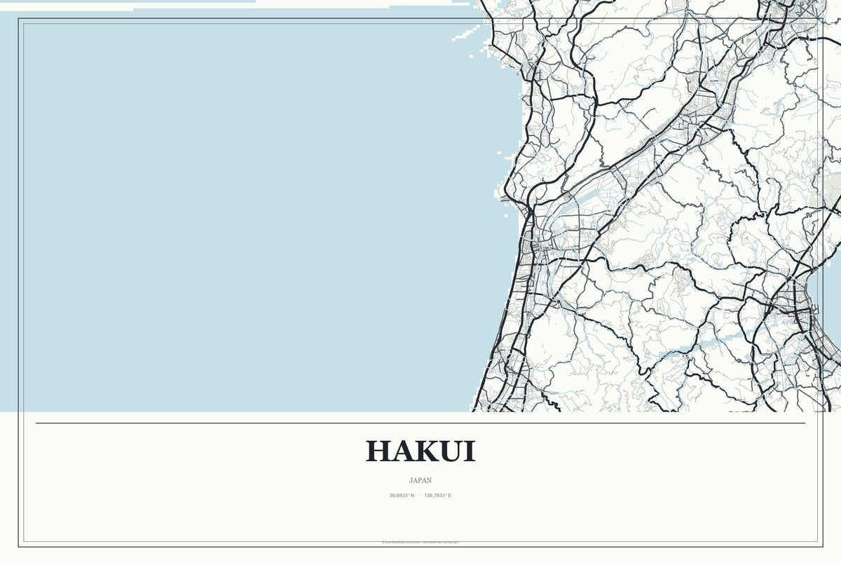 Hakui, Japan City Map Aluminum Sign in Gallery Air style