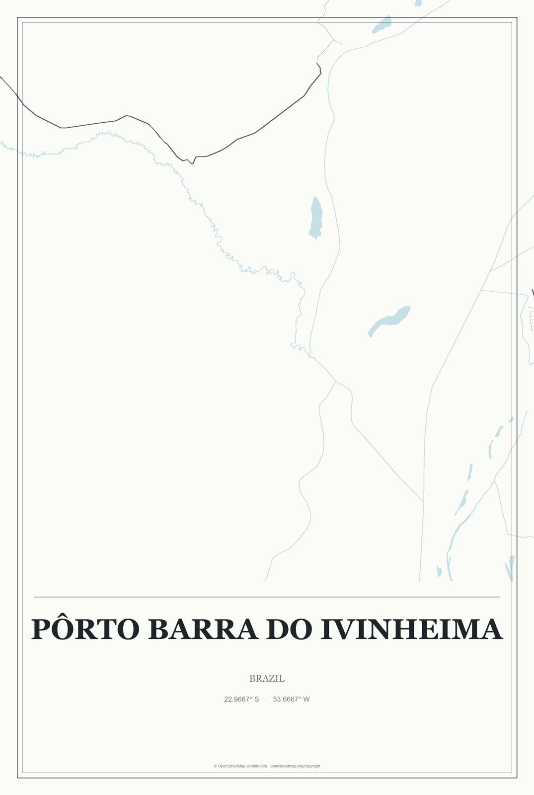 Pôrto Barra do Ivinheima, Brazil City Map Aluminum Sign in Gallery Air style