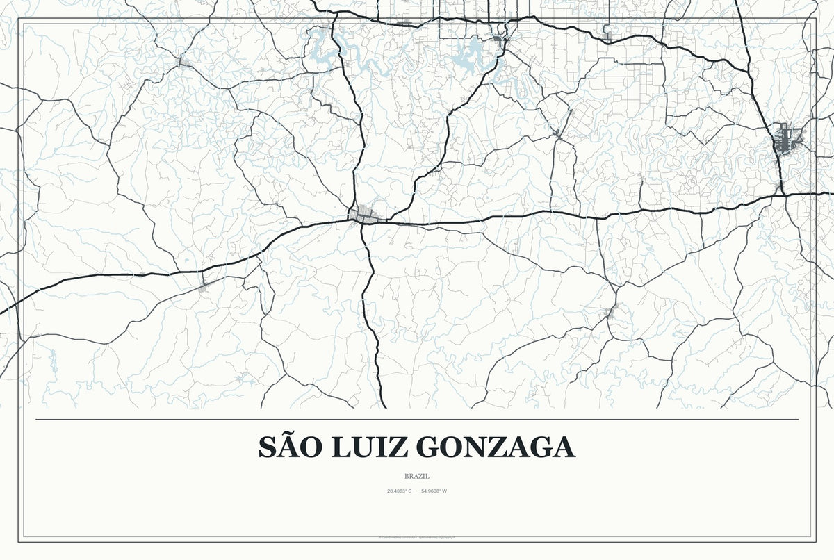 São Luiz Gonzaga, Brazil City Map Aluminum Sign in Gallery Air style