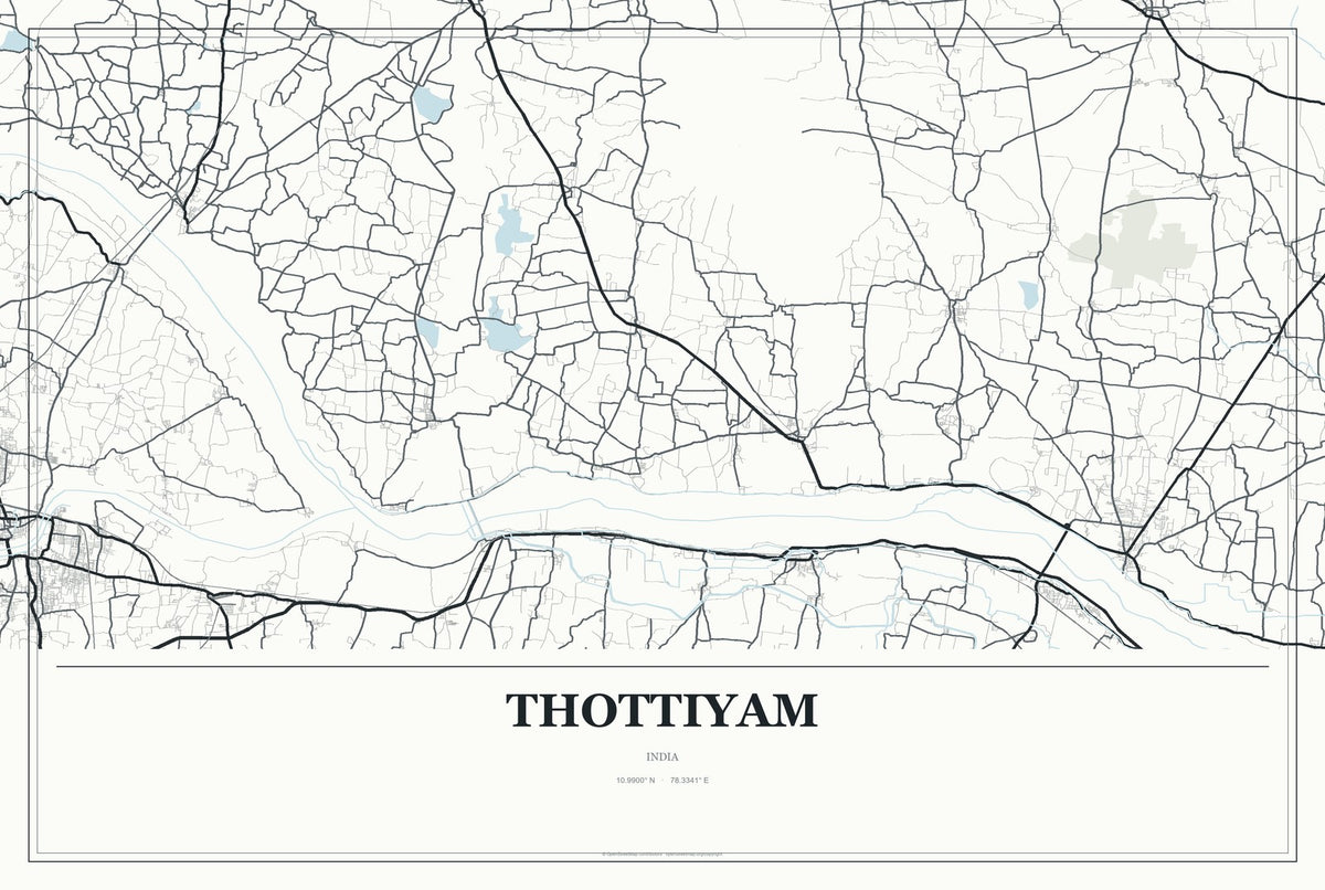 Thottiyam, India City Map Aluminum Sign in Gallery Air style