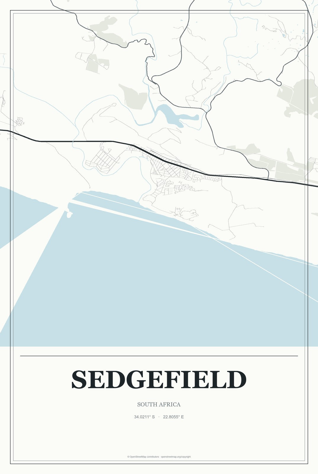 Sedgefield, South Africa City Map Aluminum Sign in Gallery Air style
