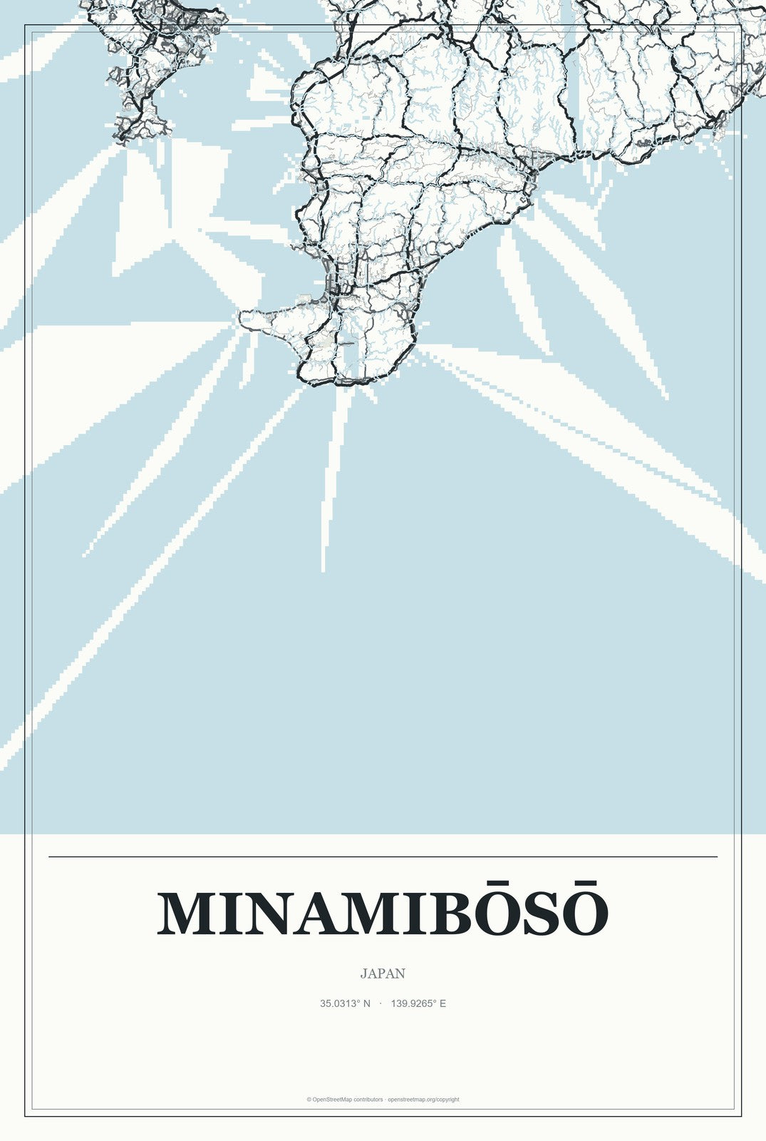 Minamibōsō, Japan City Map Aluminum Sign in Gallery Air style