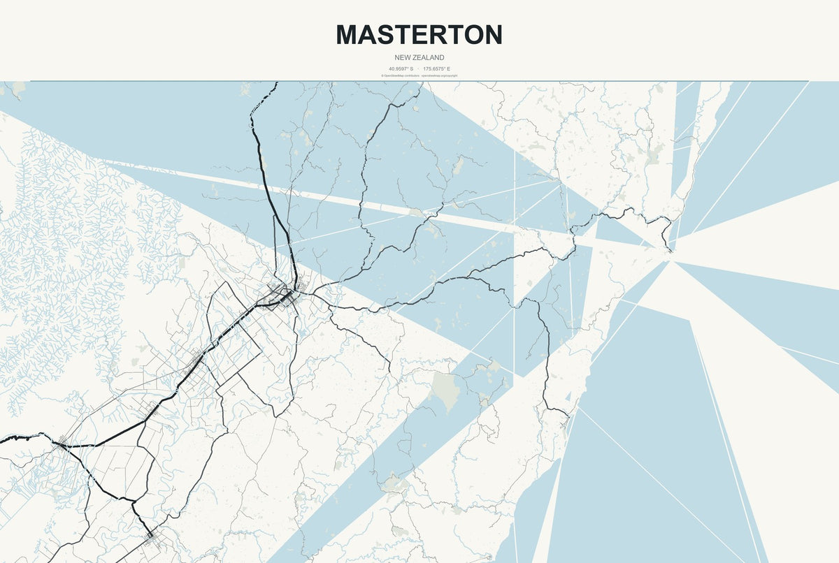Masterton, New Zealand City Map Aluminum Sign in Headline Atlas style
