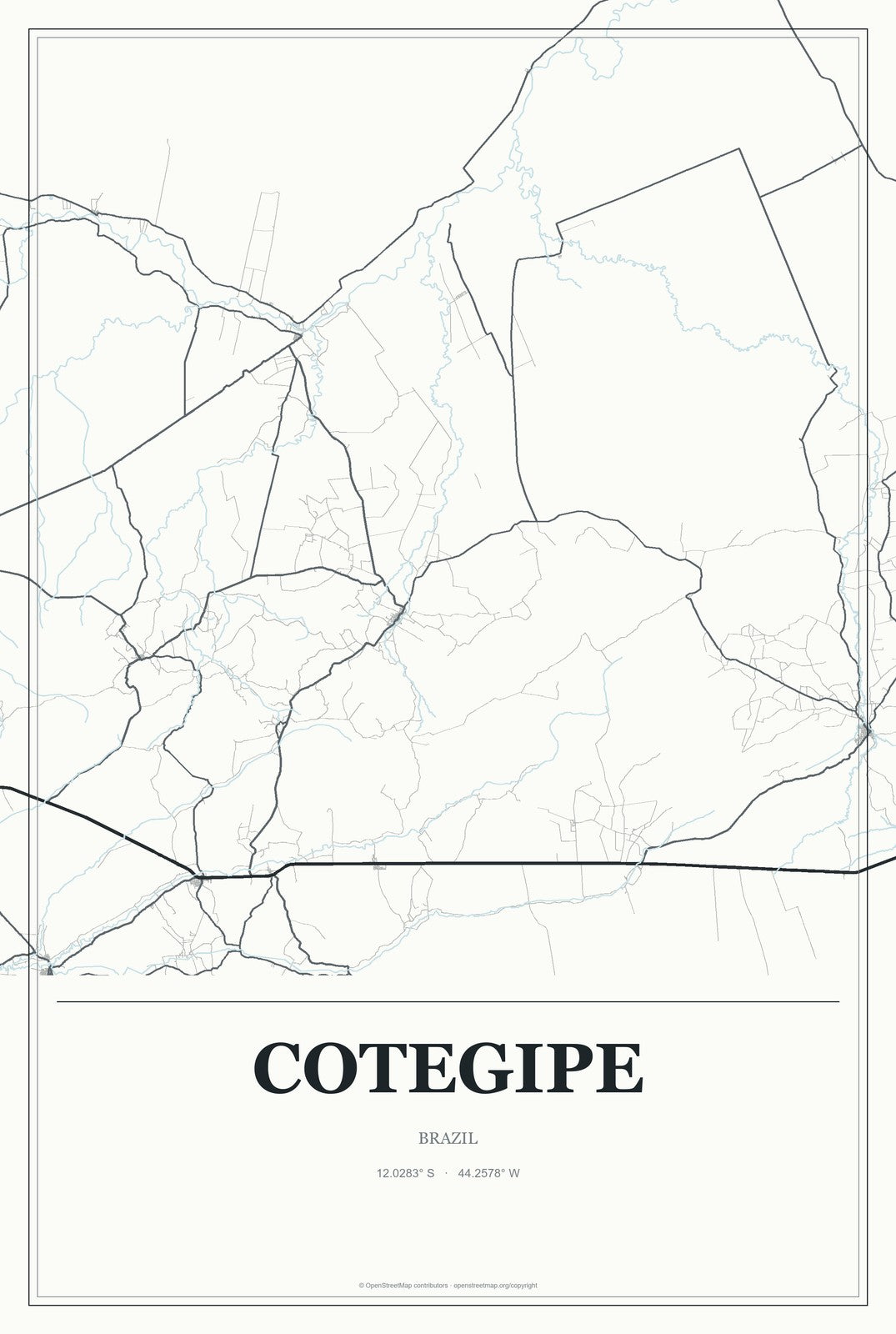 Cotegipe, Brazil City Map Aluminum Sign in Gallery Air style