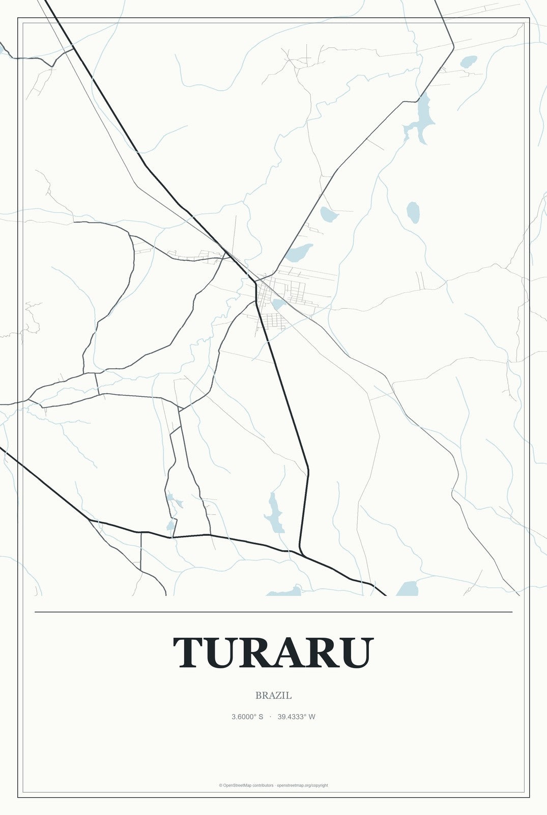 Turaru, Brazil City Map Aluminum Sign in Gallery Air style