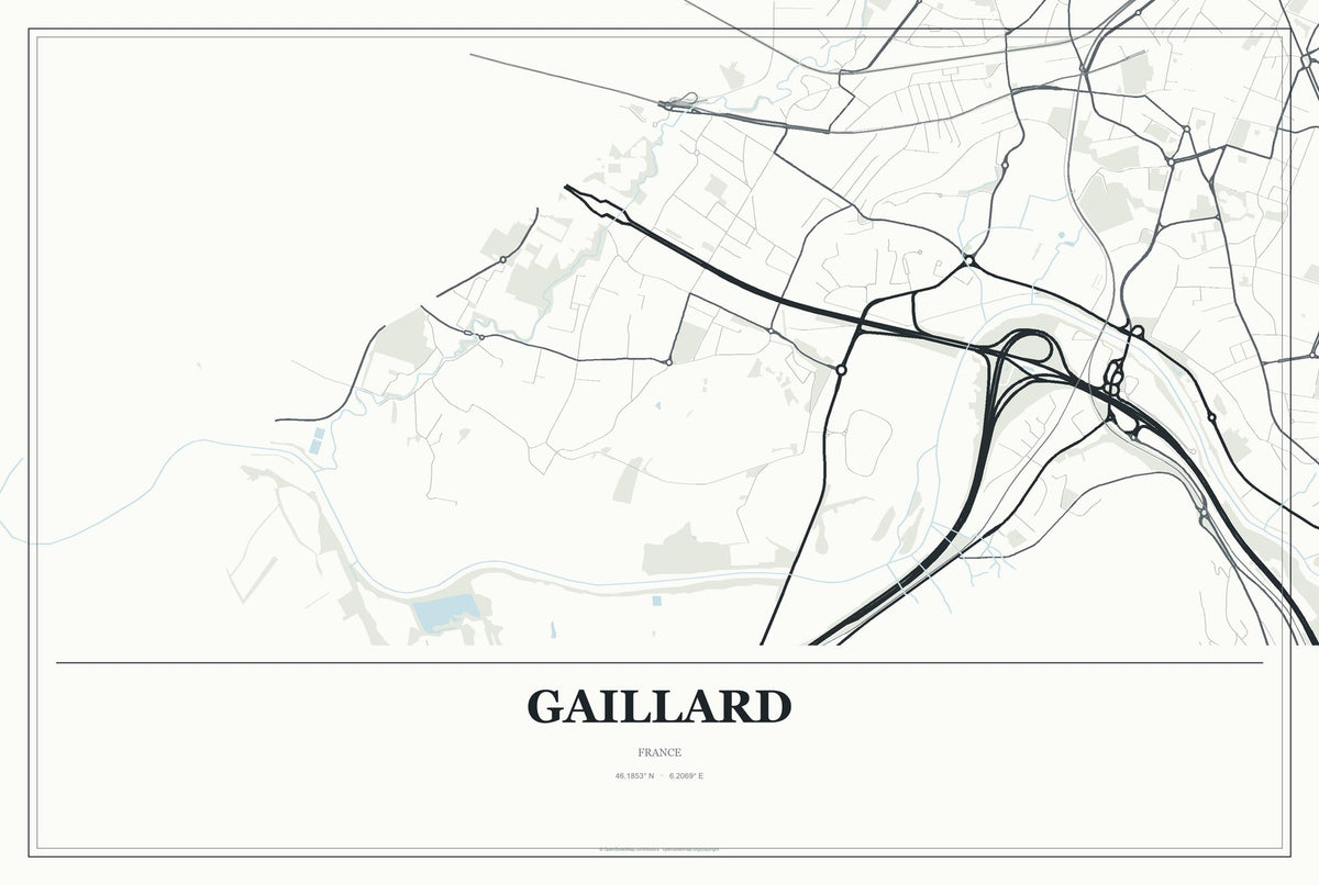 Gaillard, France City Map Aluminum Sign in Gallery Air style