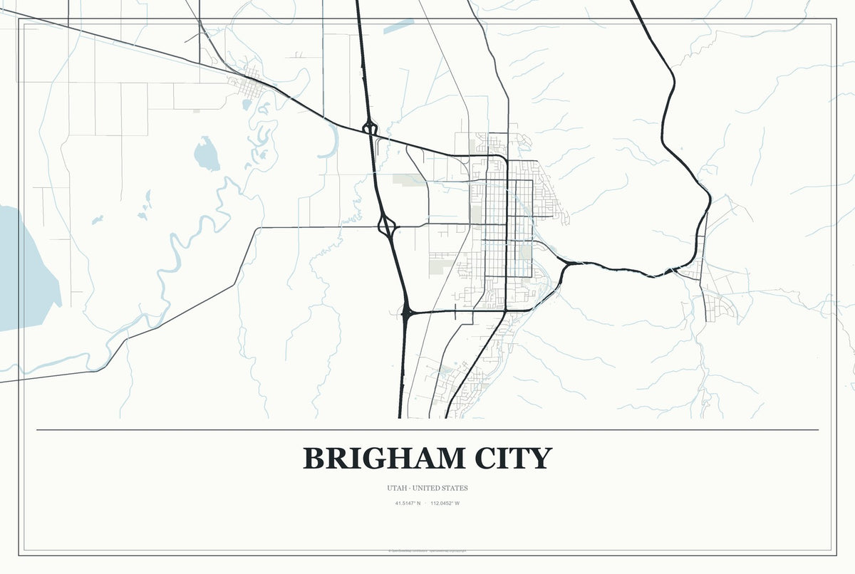 Brigham City, Utah City Map Aluminum Sign in Gallery Air style