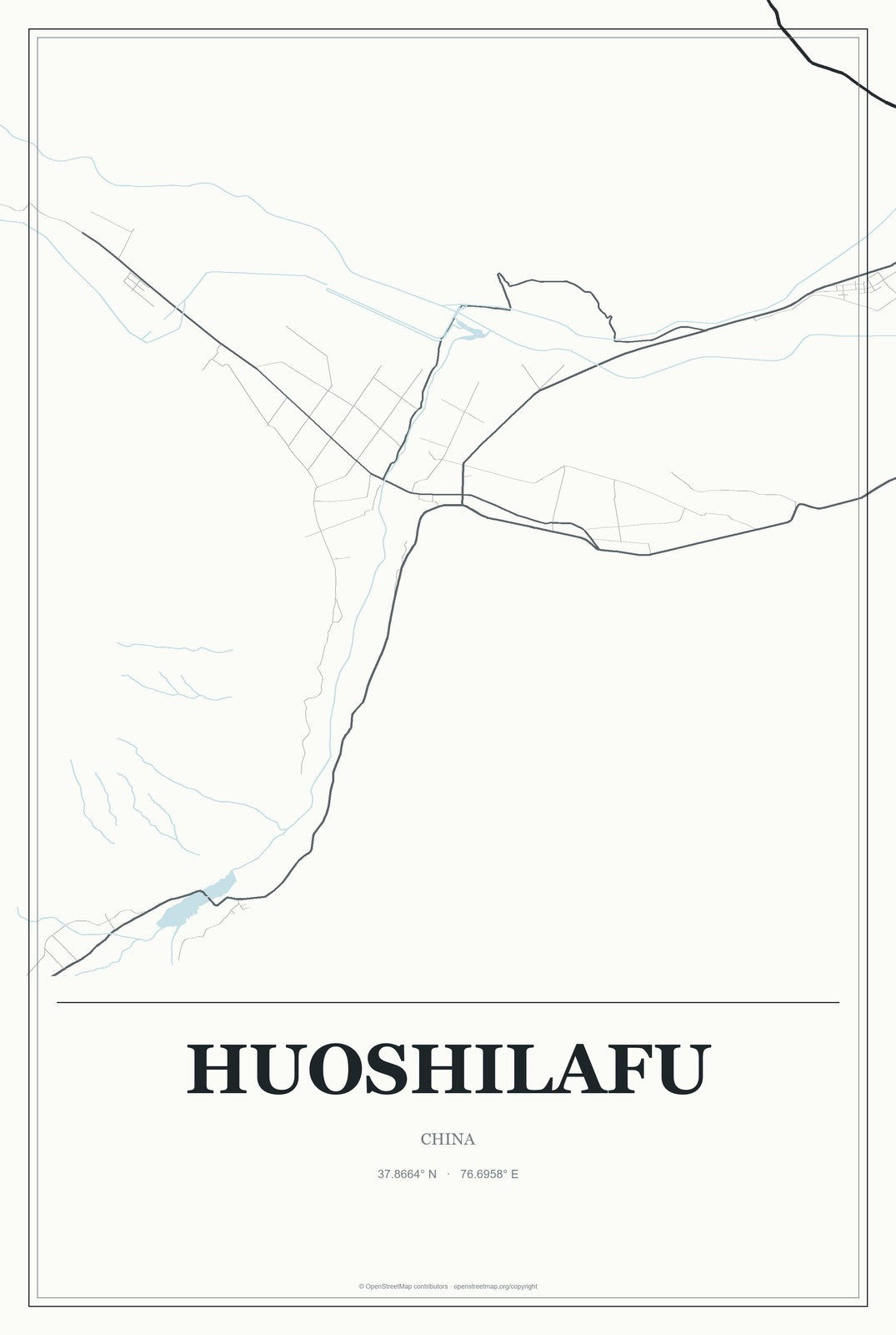 Huoshilafu, China City Map Aluminum Sign in Gallery Air style