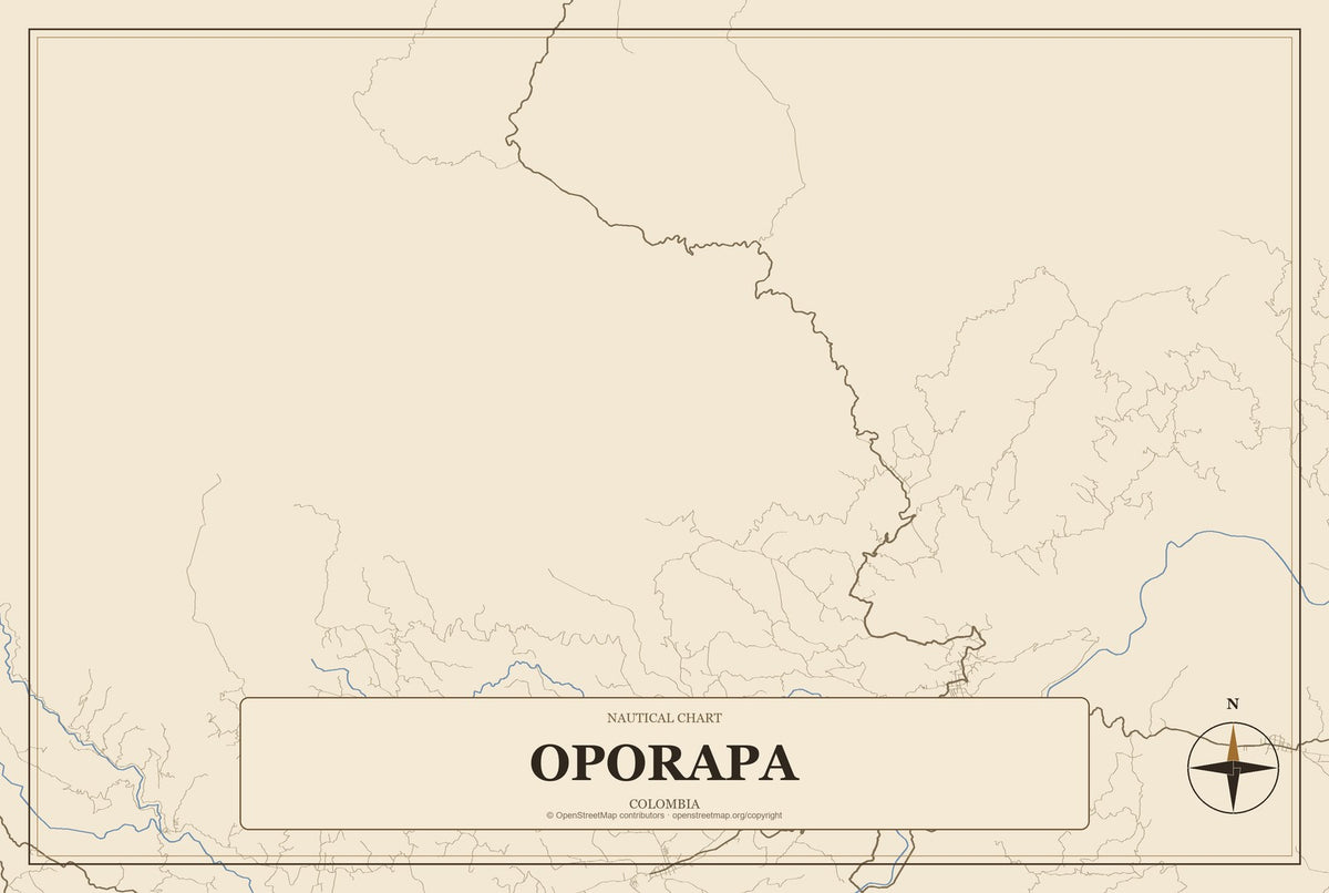 Oporapa, Colombia City Map Aluminum Sign in Heritage Nautical style