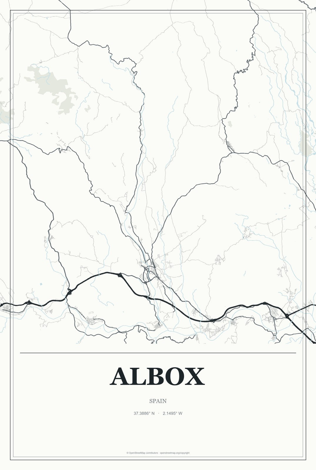 Albox, Spain City Map Aluminum Sign in Gallery Air style