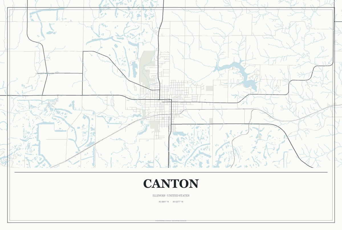 Canton, Illinois City Map Aluminum Sign in Gallery Air style