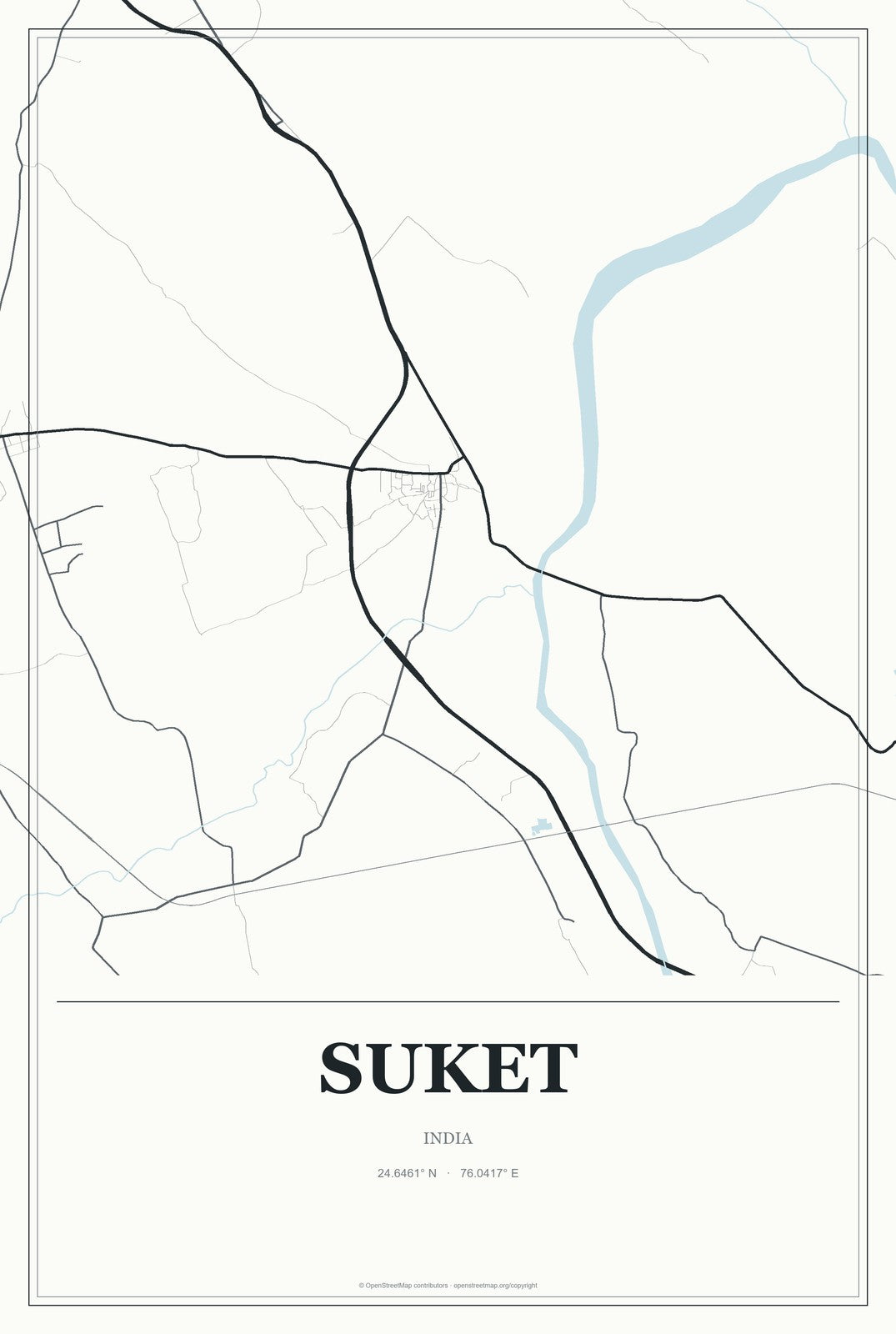 Suket, India City Map Aluminum Sign in Gallery Air style