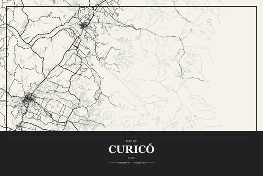 Curicó, Chile City Map Aluminum Sign in Museum Plaque style