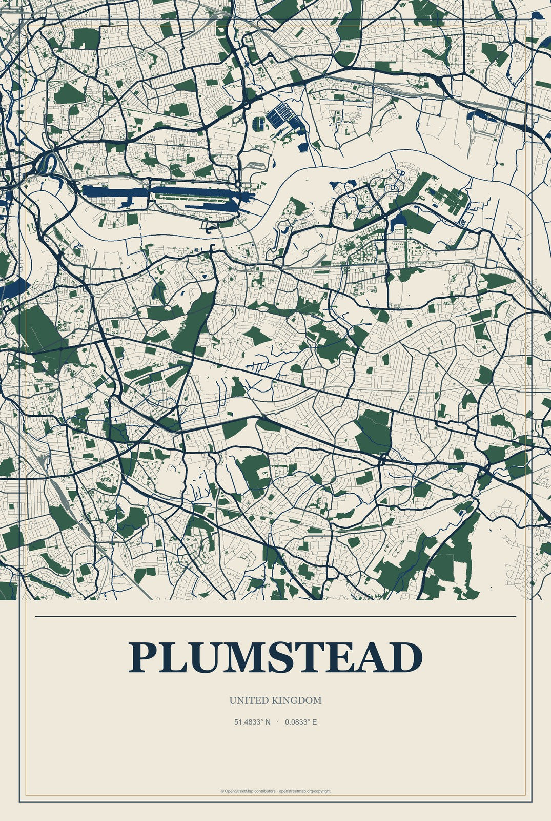 Plumstead, United Kingdom City Map Aluminum Sign in Coastal Cutout style