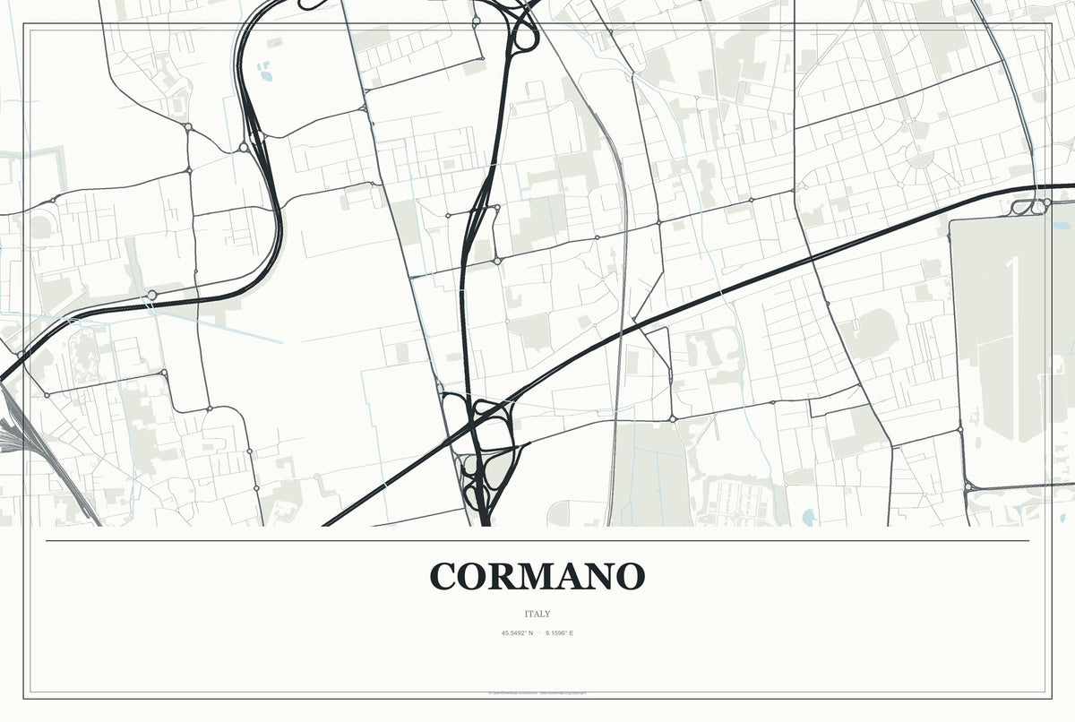 Cormano, Italy City Map Aluminum Sign in Gallery Air style