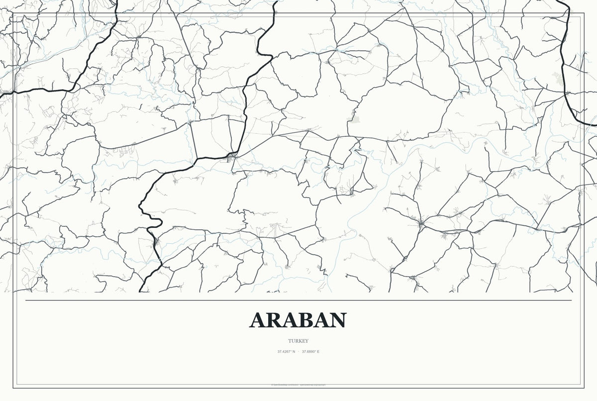 Araban, Turkey City Map Aluminum Sign in Gallery Air style