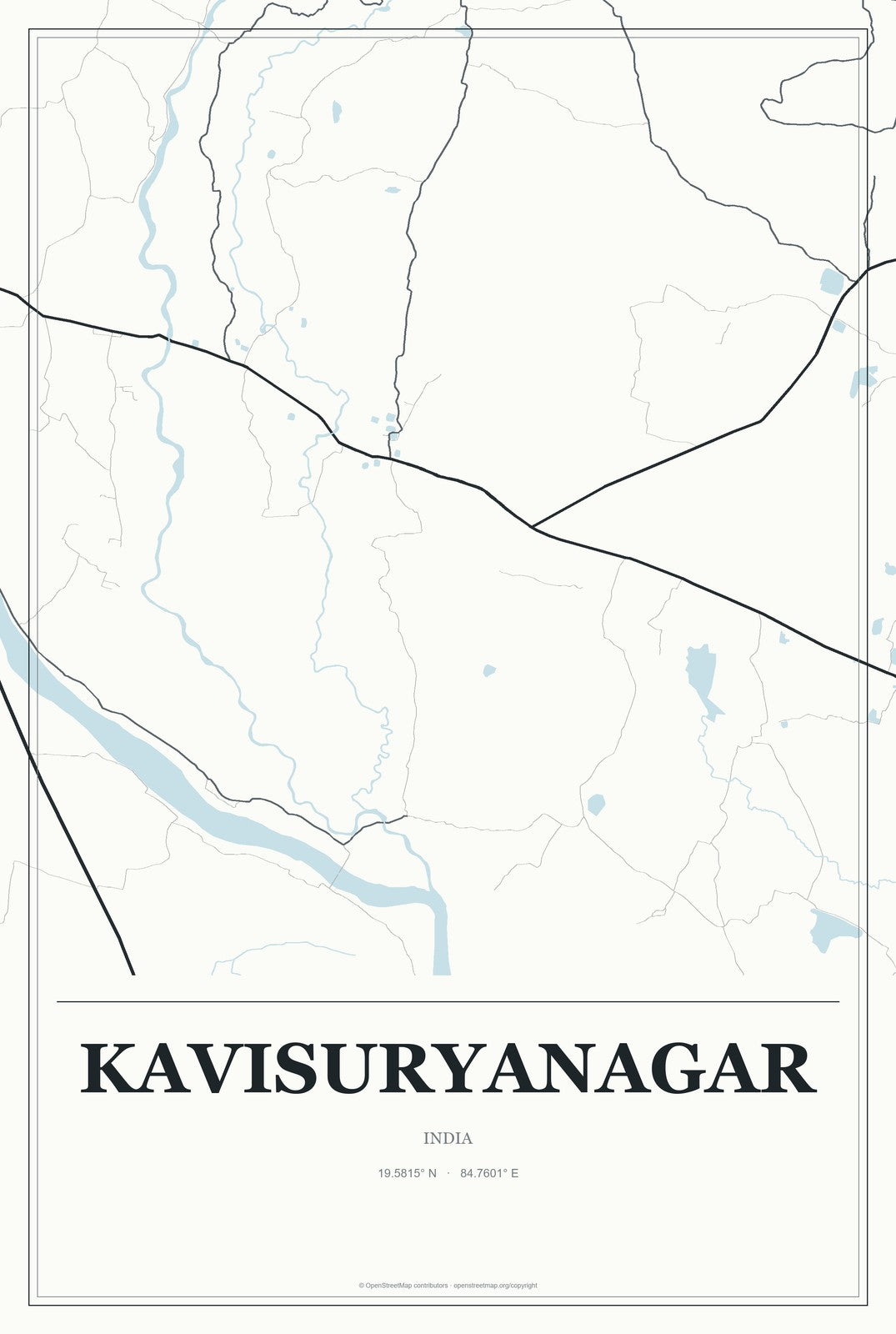 Kavisuryanagar, India City Map Aluminum Sign in Gallery Air style
