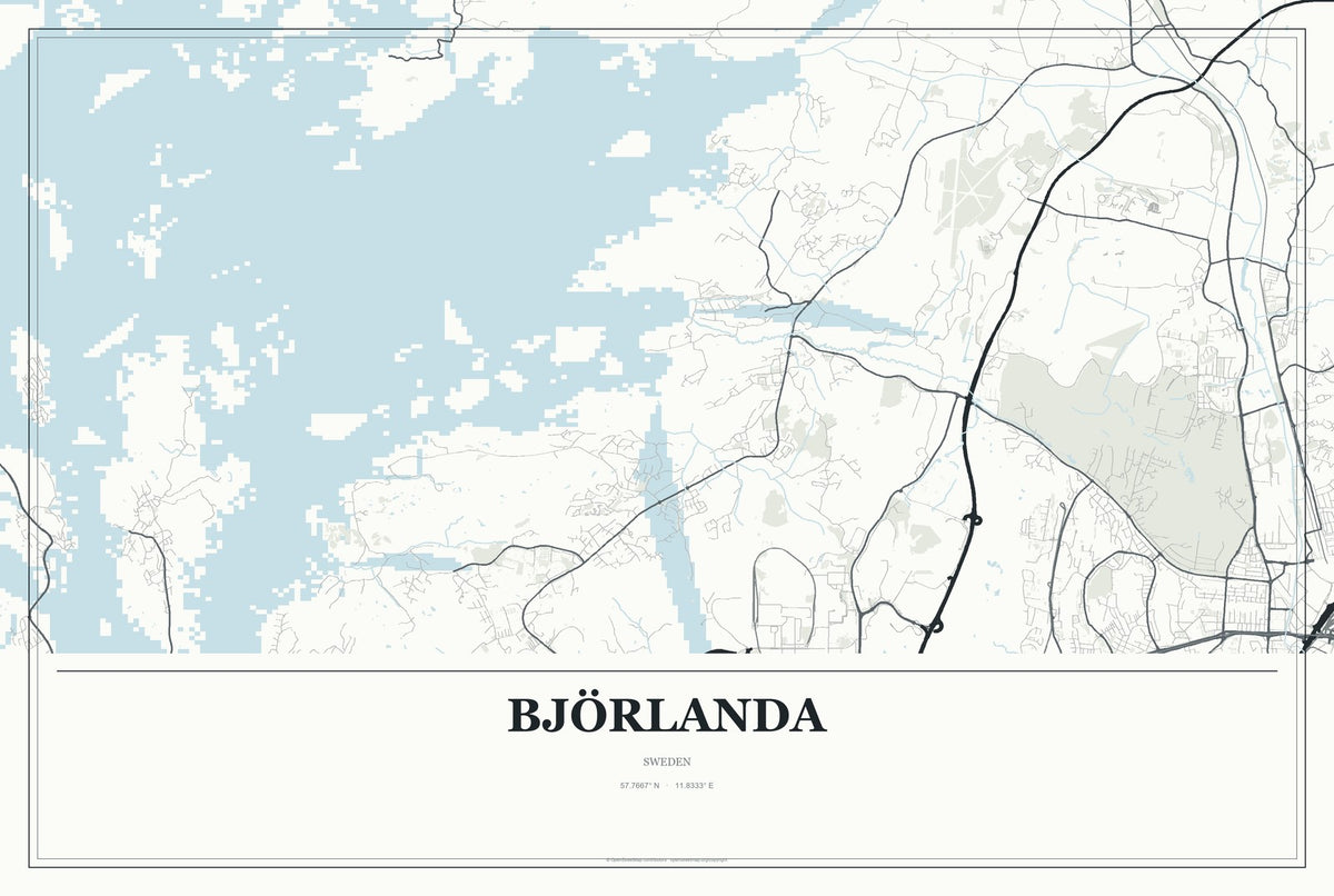 Björlanda, Sweden City Map Aluminum Sign in Gallery Air style