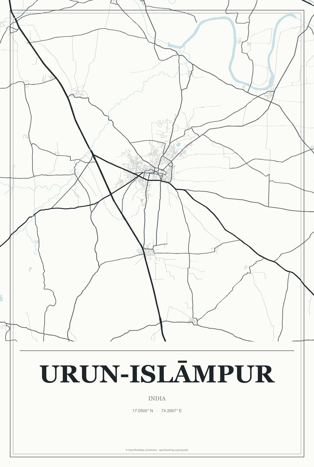 Urun-Islāmpur, India City Map Aluminum Sign in Gallery Air style