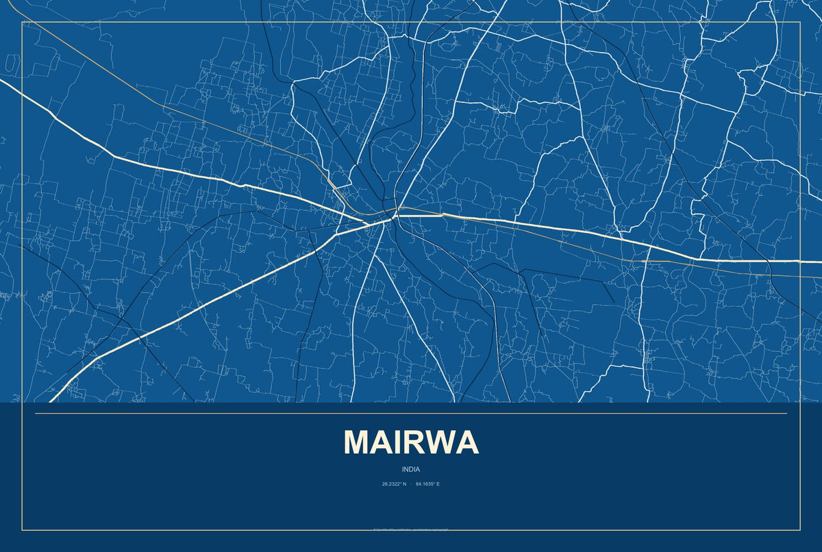 Mairwa, India City Map Aluminum Sign in Harbor Cobalt style