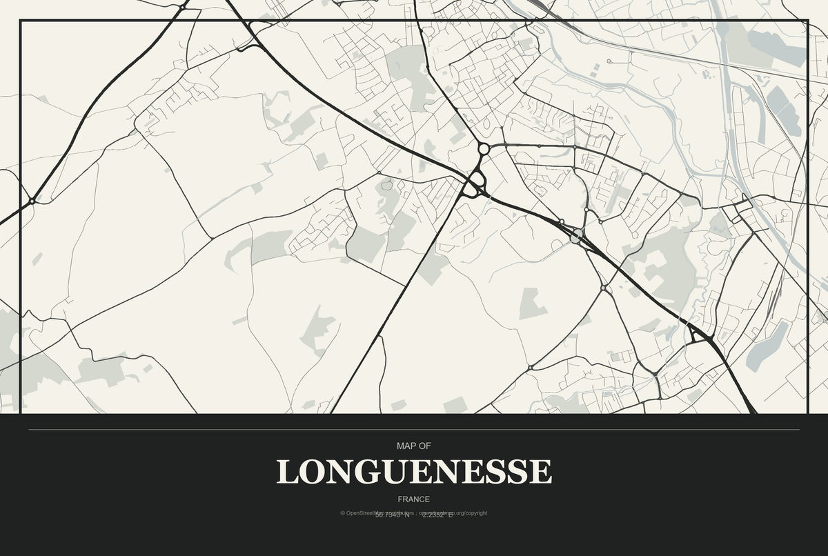 Longuenesse, France City Map Aluminum Sign in Museum Plaque style