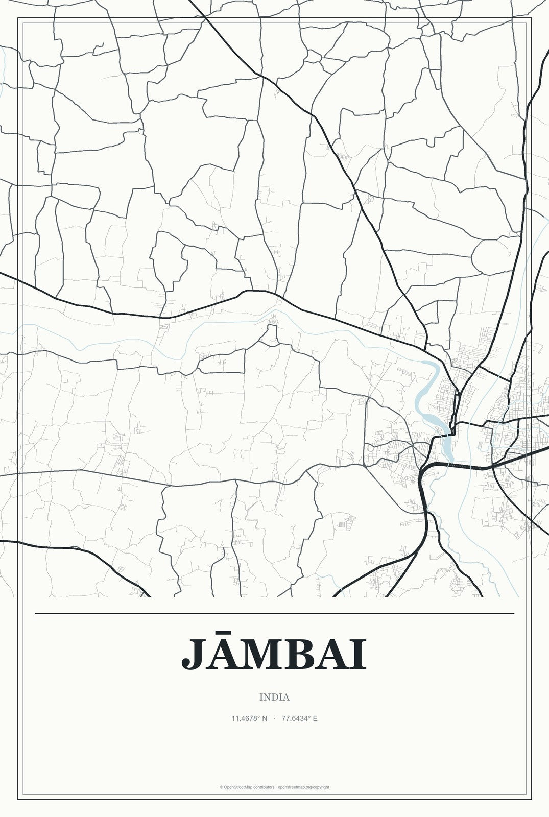 Jāmbai, India City Map Aluminum Sign in Gallery Air style