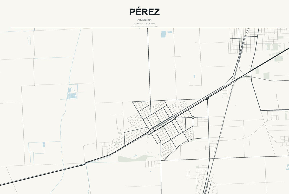 Pérez, Argentina City Map Aluminum Sign in Headline Atlas style