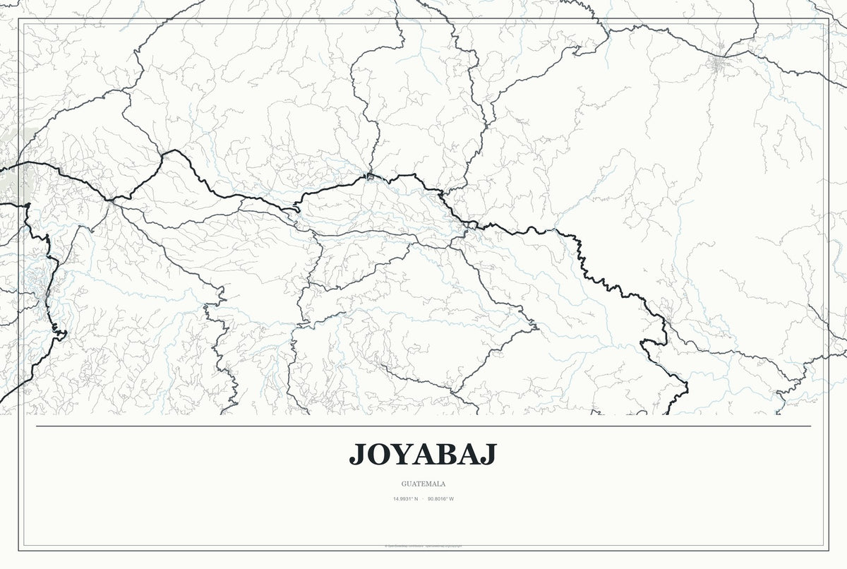 Joyabaj, Guatemala City Map Aluminum Sign in Gallery Air style