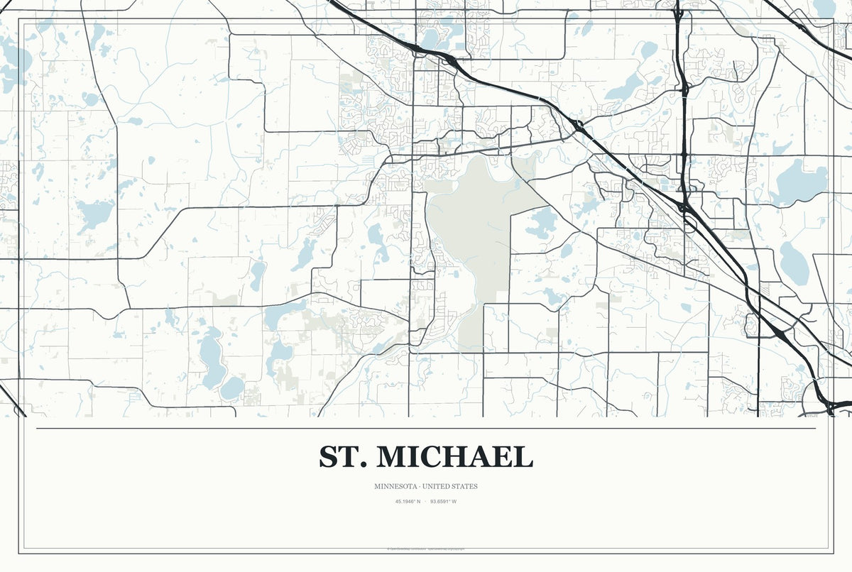 St. Michael, Minnesota City Map Aluminum Sign in Gallery Air style