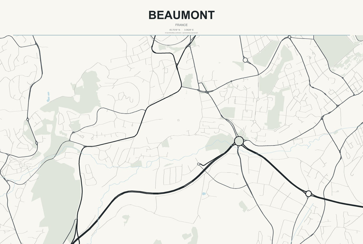 Beaumont, France City Map Aluminum Sign in Headline Atlas style