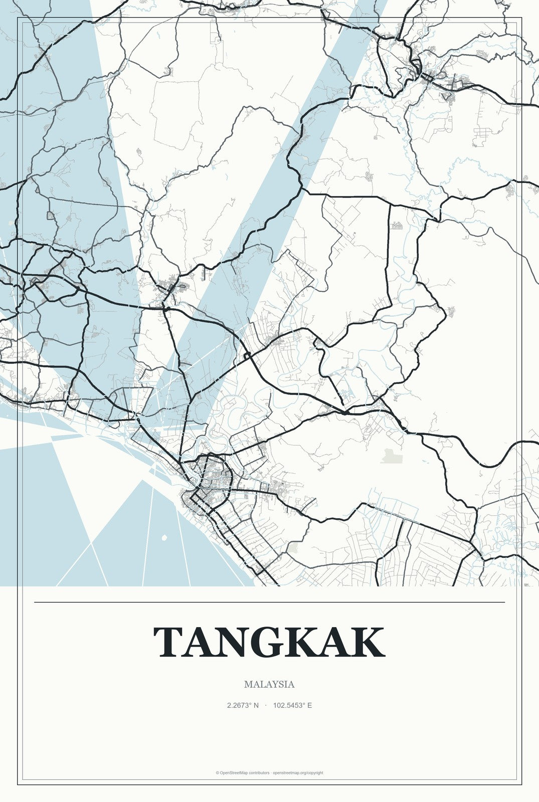 Tangkak, Malaysia City Map Aluminum Sign in Gallery Air style