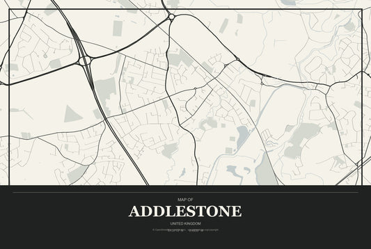 Addlestone, United Kingdom City Map Aluminum Sign in Museum Plaque style