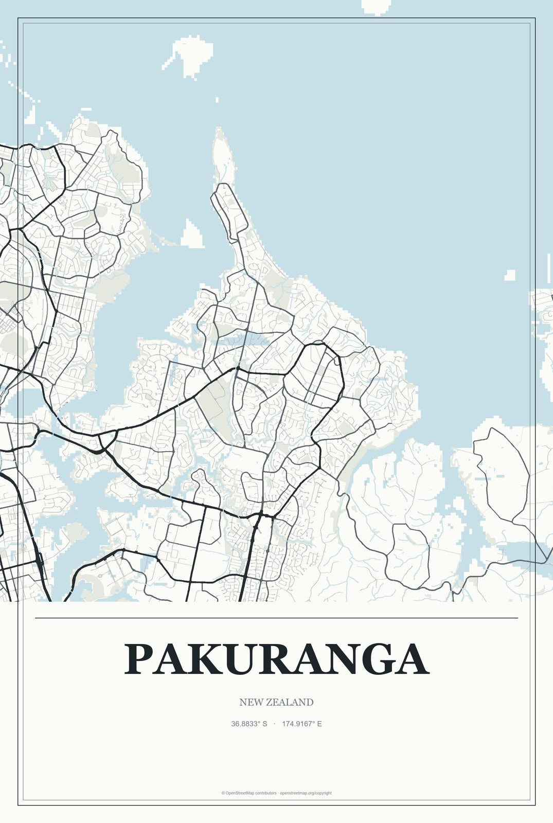 Pakuranga, New Zealand City Map Aluminum Sign in Gallery Air style