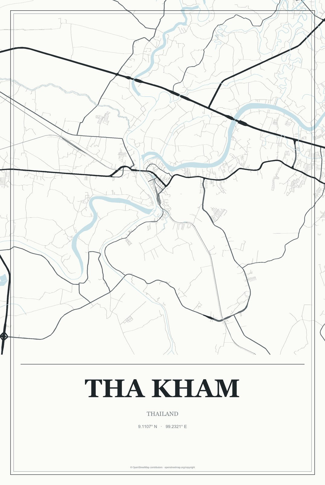 Tha Kham, Thailand City Map Aluminum Sign in Gallery Air style