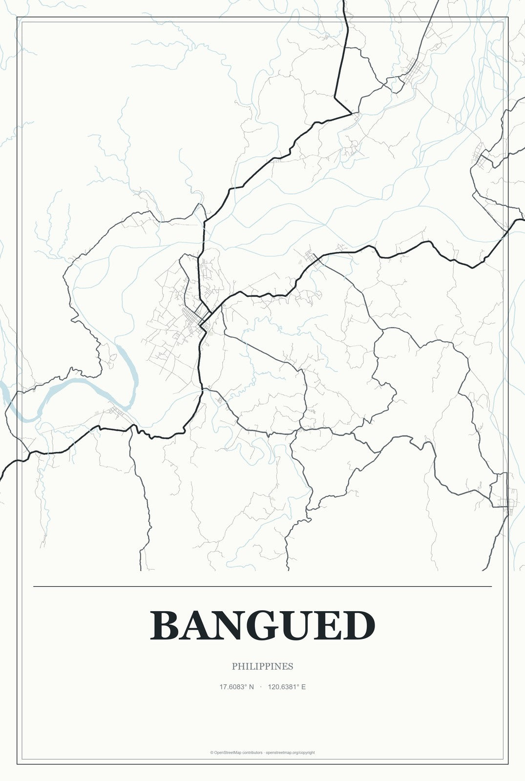 Bangued, Philippines City Map Aluminum Sign in Gallery Air style