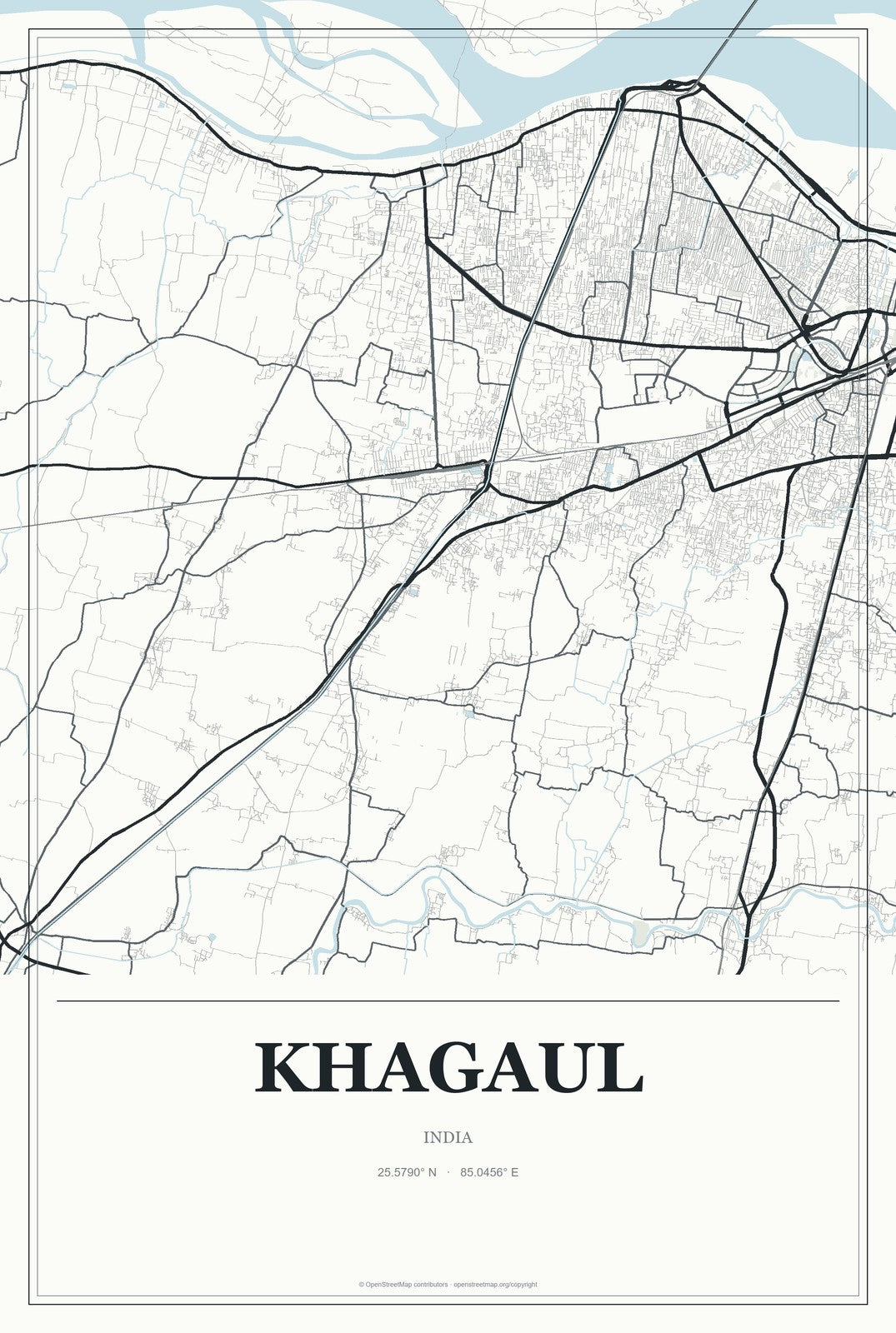 Khagaul, India City Map Aluminum Sign in Gallery Air style