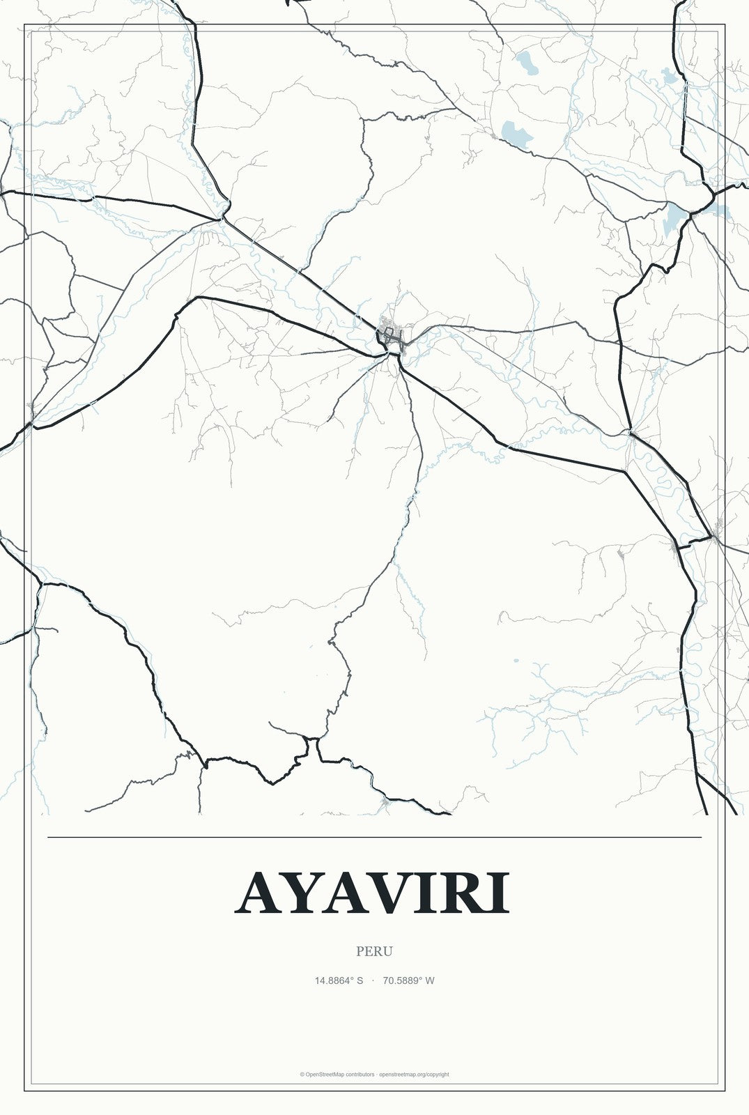 Ayaviri, Peru City Map Aluminum Sign in Gallery Air style