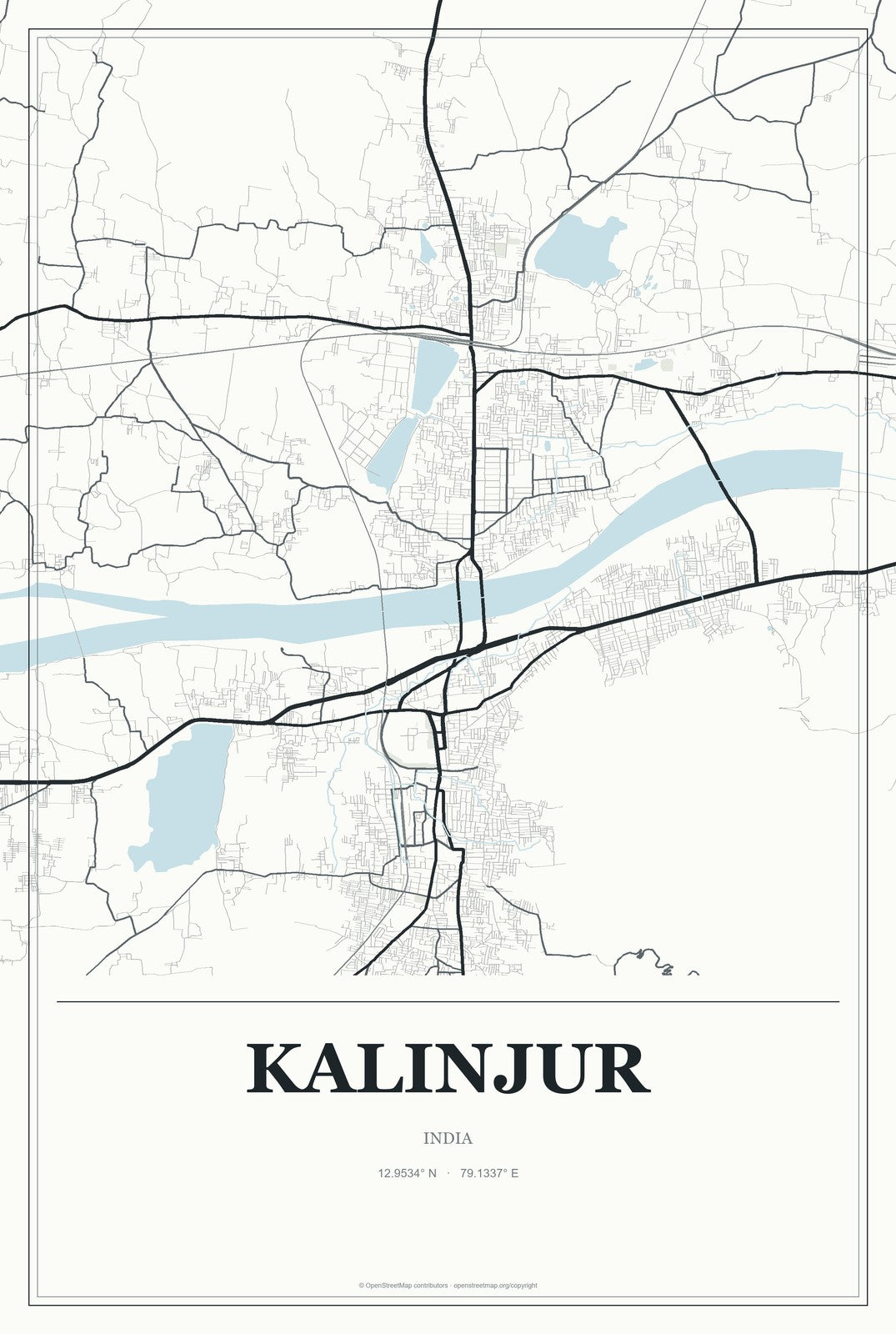 Kalinjur, India City Map Aluminum Sign in Gallery Air style