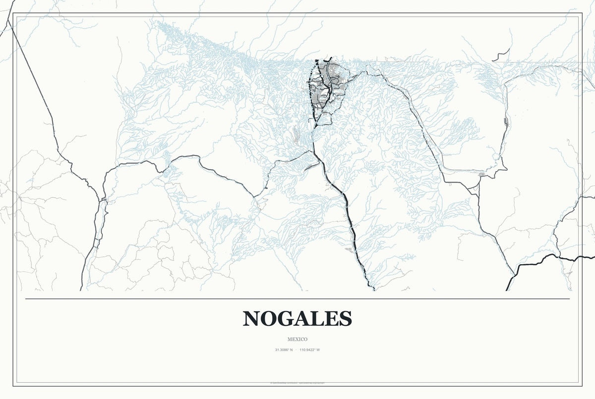 Nogales, Veracruz, Mexico City Map Aluminum Sign in Gallery Air style