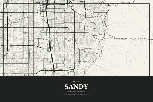 Sandy, Utah City Map Aluminum Sign in Museum Plaque style