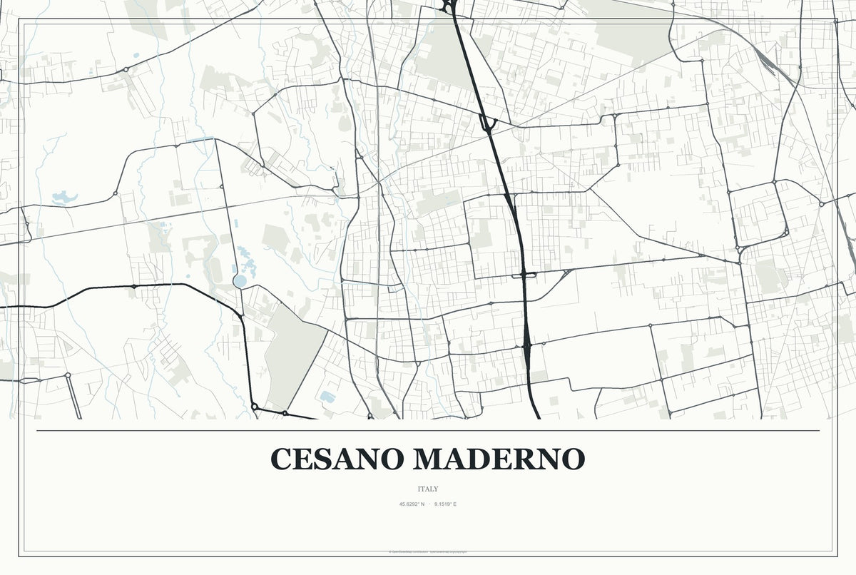Cesano Maderno, Italy City Map Aluminum Sign in Gallery Air style