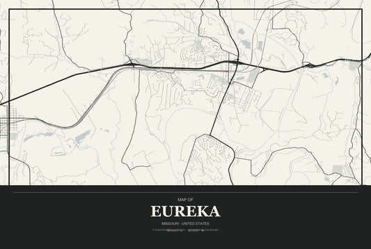 Eureka, Missouri City Map Aluminum Sign in Museum Plaque style