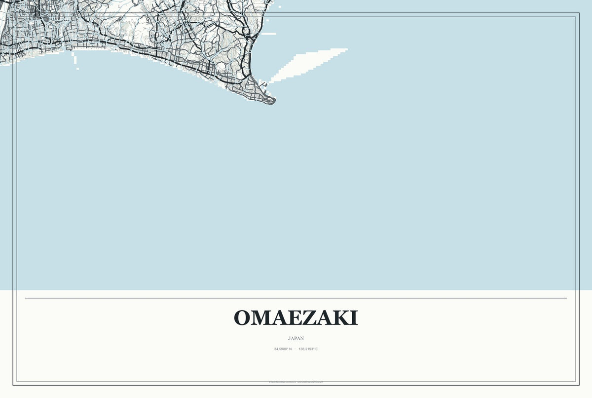 Omaezaki, Japan City Map Aluminum Sign in Gallery Air style