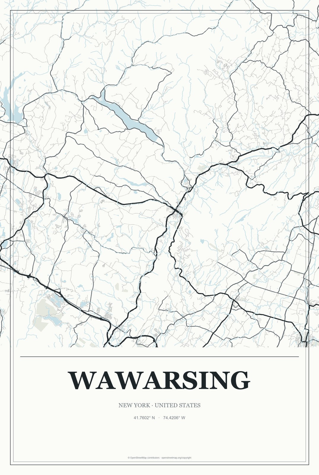 Wawarsing, New York City Map Aluminum Sign in Gallery Air style
