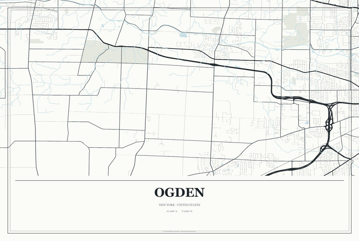 Ogden, New York City Map Aluminum Sign in Gallery Air style